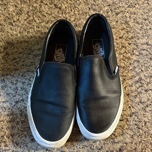 Vans Black Perforated leather Slip-On Sneakers